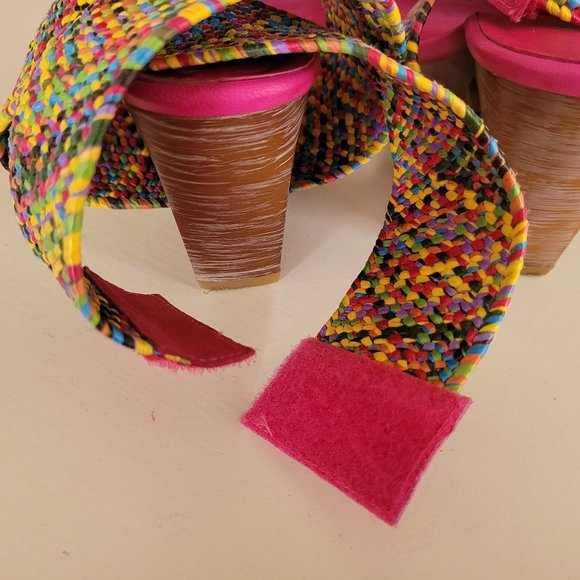 Django & Juliette Multi-Coloured Stacked Heel Sandals EU 40/US 9.5 - Picture 8 of 14